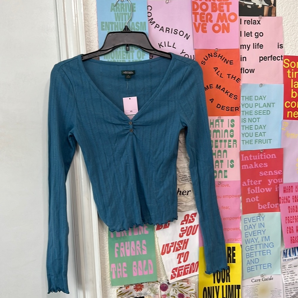 Long sleeve blue wild fable top